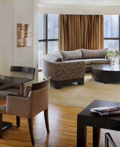 King size bed green accent chair and desk